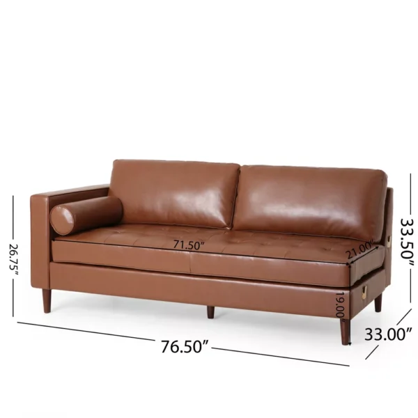 GDFStudio Hixon Chaiselongue Tapizado de Cuero Sintético - Imagen 2
