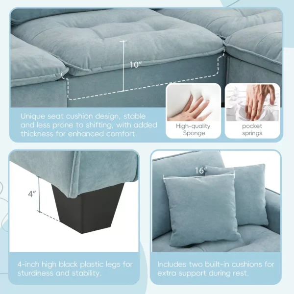 Sofá Chaiselongue Convertible NicBex Otomana Desmontable - Imagen 5