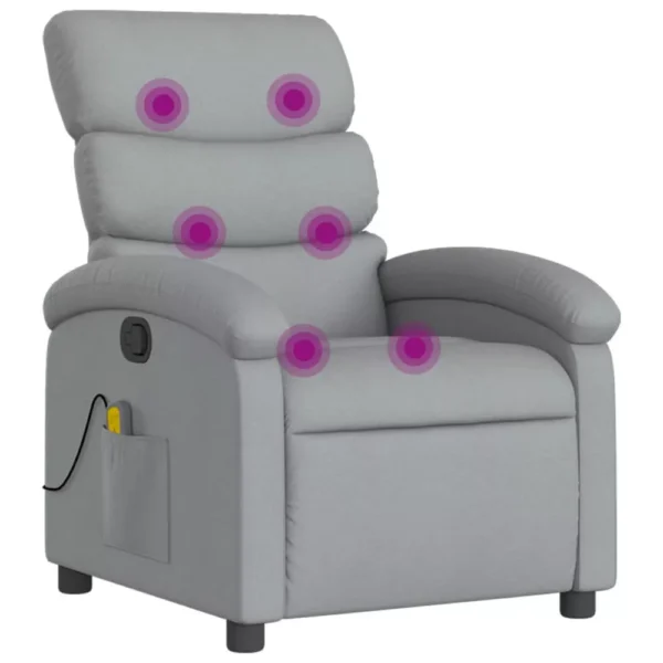 Sillón Reclinable de Masaje vidaXL en Gris Claro - Imagen 6