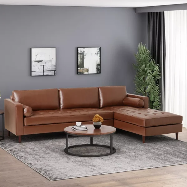 GDFStudio Hixon Chaiselongue Tapizado de Cuero Sintético