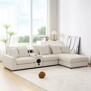 Sofá Chaiselongue Whisen Convertible con Consola y Altavoces