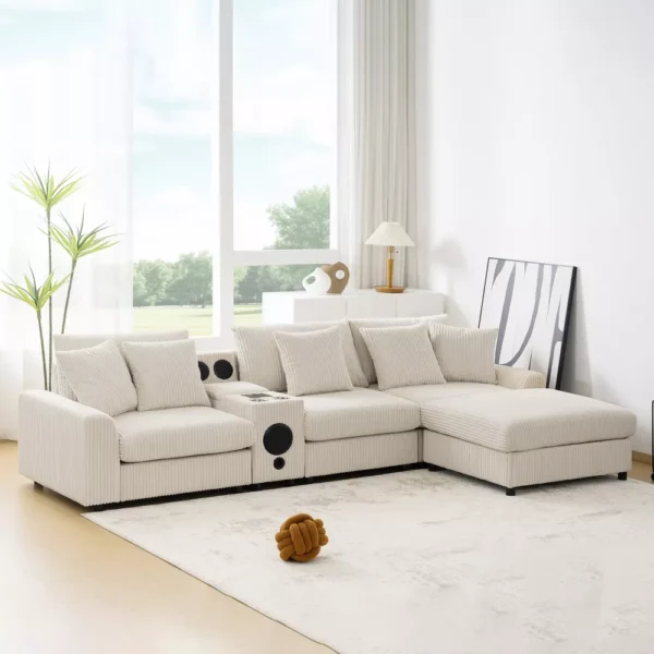 Sofá Chaiselongue Whisen Convertible con Consola y Altavoces