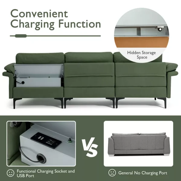 Sofá Costway Chaiselongue Reversible y 2 Puertos USB - Imagen 6