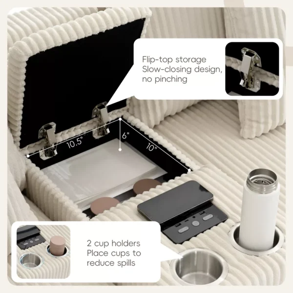 Sofá Chaiselongue Whisen Convertible con Consola y Altavoces - Imagen 3