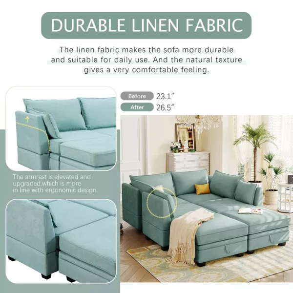 Sofá Seccional en Forma de U Beitreff con Chaise Reversible - Imagen 5