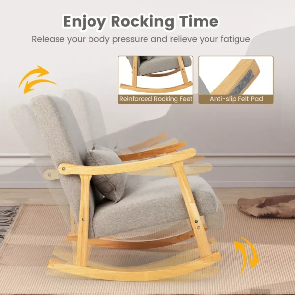 Silla Mecedora Tapizada Costway con Almohada - Imagen 3