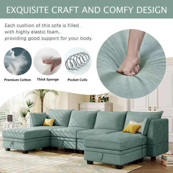 Sofá Seccional en Forma de U Beitreff con Chaise Reversible - Imagen 3