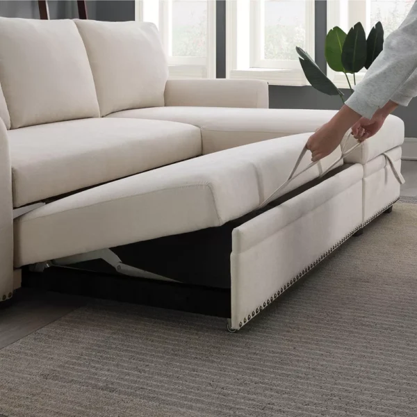 Sofá Cama Morden Fort Seccional de Terciopelo con Reposacabezas - Imagen 2