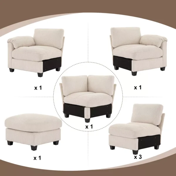 Sofá en Forma de U Modular Oversize de Pana Hyleory - Imagen 6