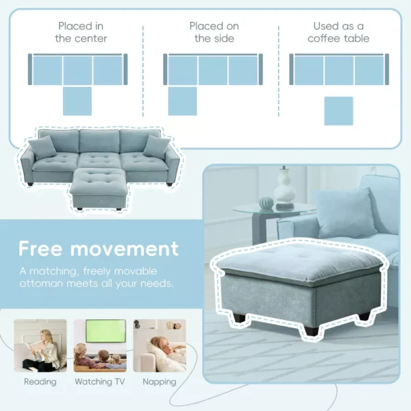 Sofá Chaiselongue Convertible NicBex Otomana Desmontable - Imagen 4