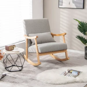 Silla Mecedora Tapizada Costway con Almohada