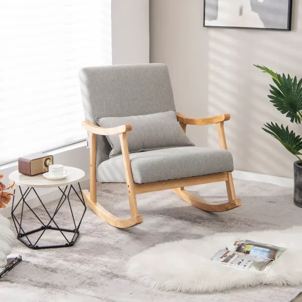 Silla Mecedora Tapizada Costway con Almohada