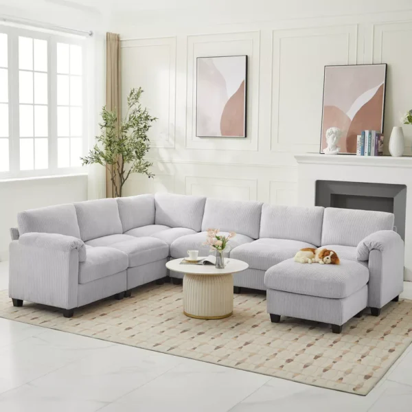 Sofá Seccional Modular Oversize de Pana Hyleory