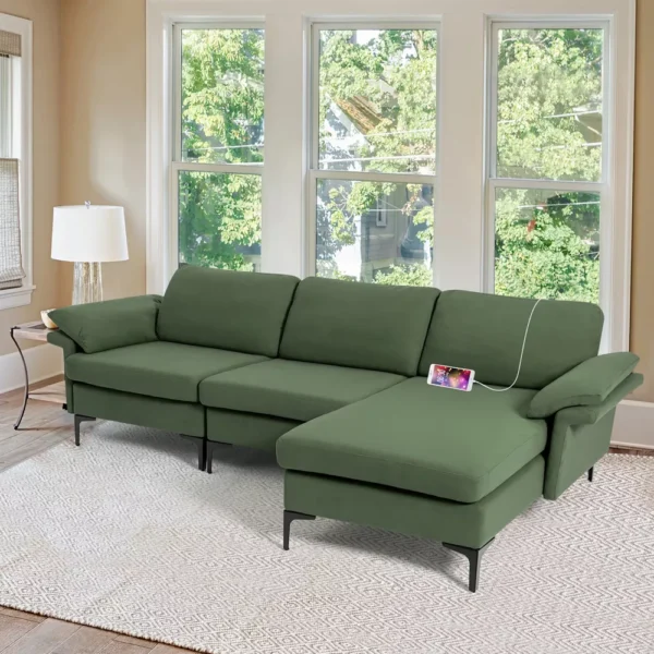 Sofá Costway Chaiselongue Reversible y 2 Puertos USB - Imagen 4