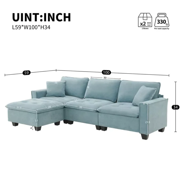 Sofá Chaiselongue Convertible NicBex Otomana Desmontable - Imagen 2