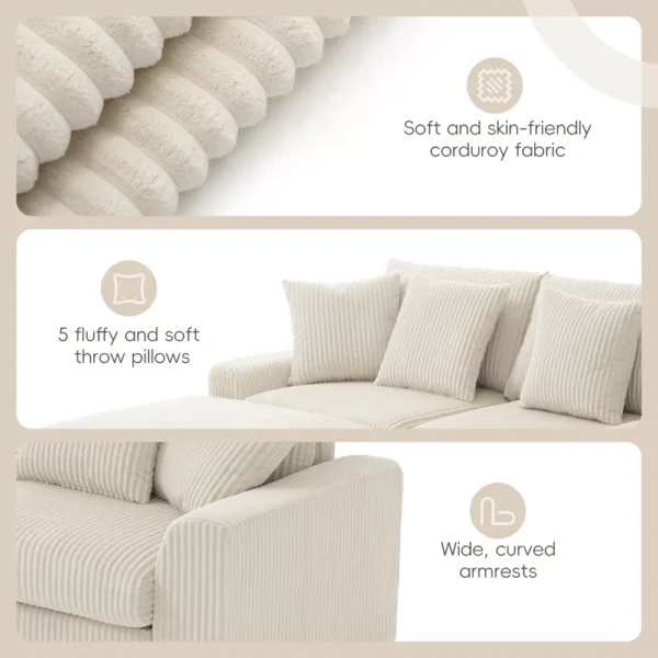 Sofá Chaiselongue Whisen Convertible con Consola y Altavoces - Imagen 6