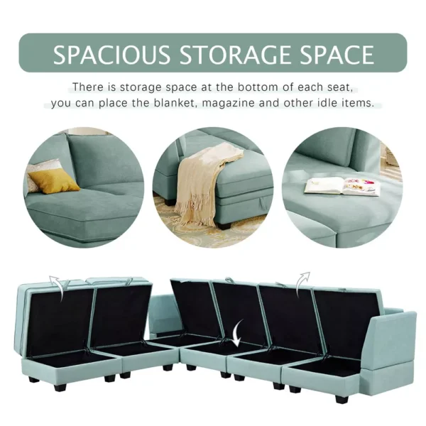 Sofá Seccional en Forma de U Beitreff con Chaise Reversible - Imagen 7