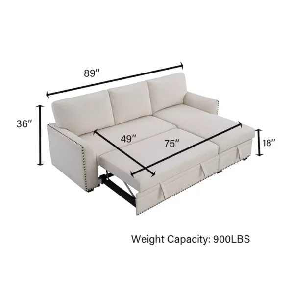 Sofá Cama Morden Fort Seccional de Terciopelo con Reposacabezas - Imagen 5