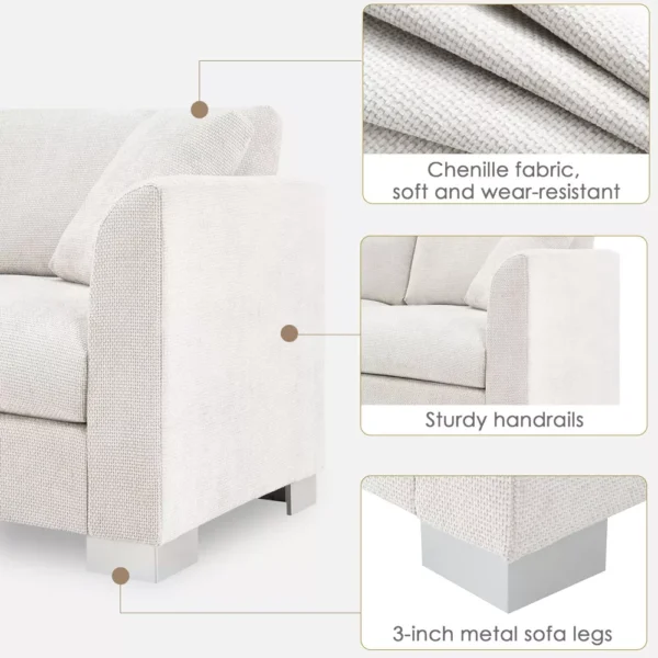 Sofá Chaiselongue Modular de Chenilla NicBex - Imagen 5