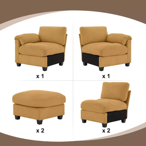 Sofá Modular de Pana Hyleory en Forma de U - Imagen 6