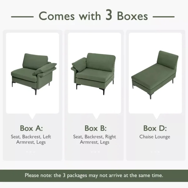 Sofá Costway Chaiselongue Reversible y 2 Puertos USB - Imagen 7